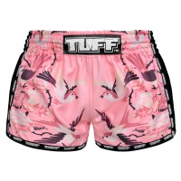 MRS302 TUFF Muay Thai Shorts Retro Style Pink Birds With Roses