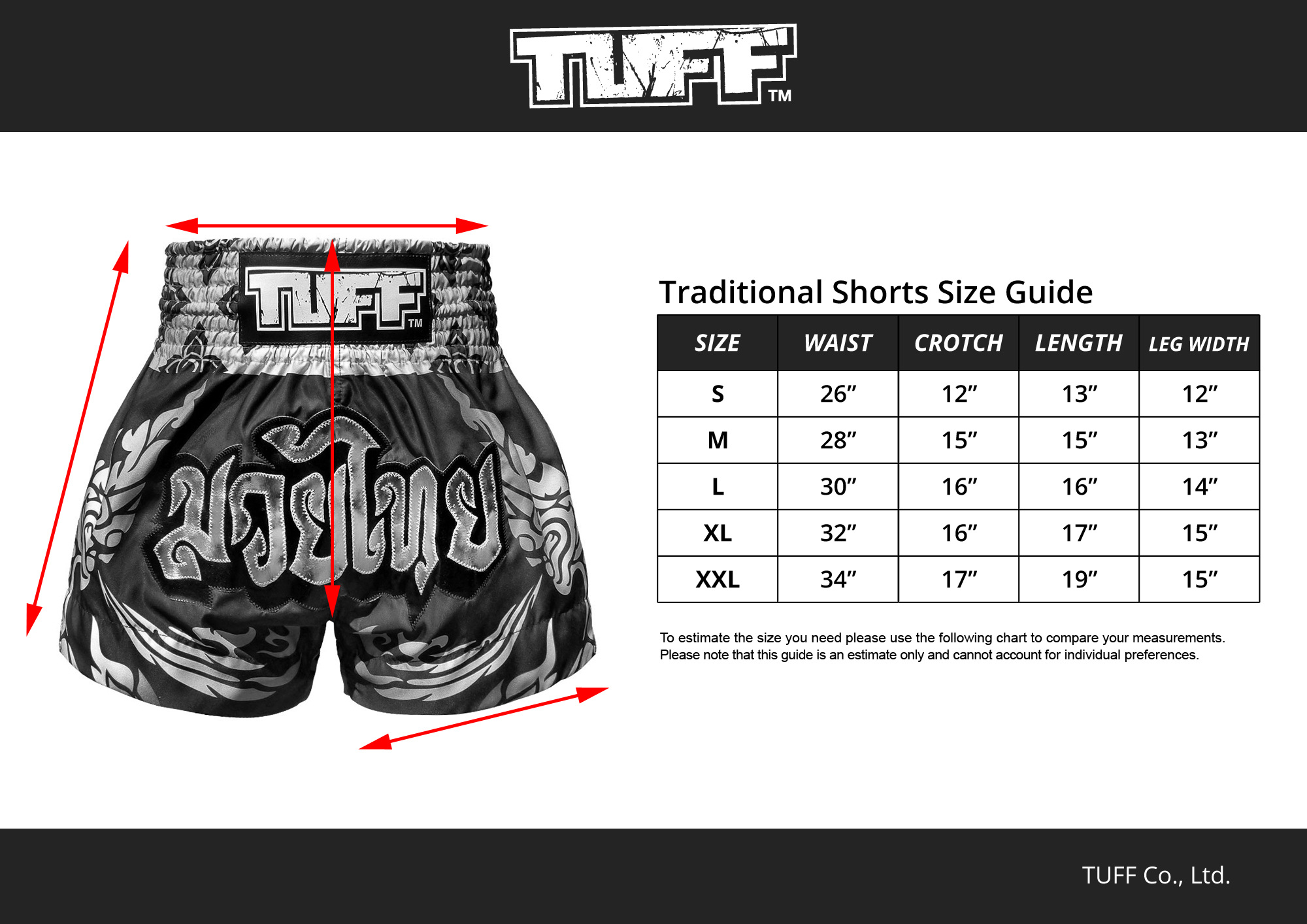 Trimming Shorts Size Chart